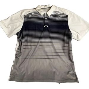 Oakley Men's Polo Shirt XL Performance Poly Golf Hydrolix Black White Stretch